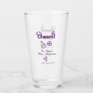 Cheers to future Mrs add bride name purple doodle Glass