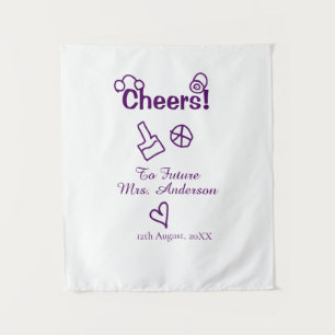 Cheers to future Mrs add bride name purple doodle Tapestry