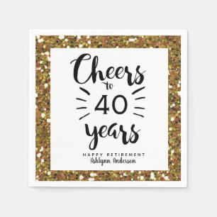 Cheers to Gold Glitter Happy Retirement Napkin