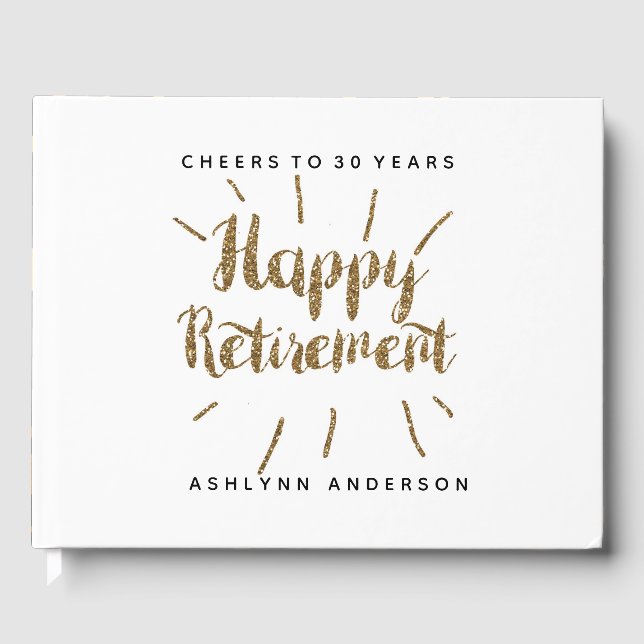 Cheers to Gold Happy Retirement Guest Book (Front)