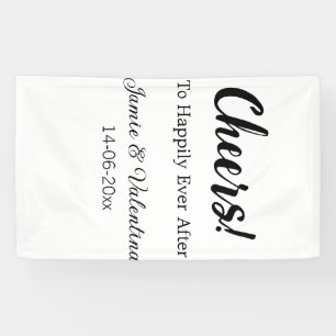 Cheers to happily ever after add couple name date banner