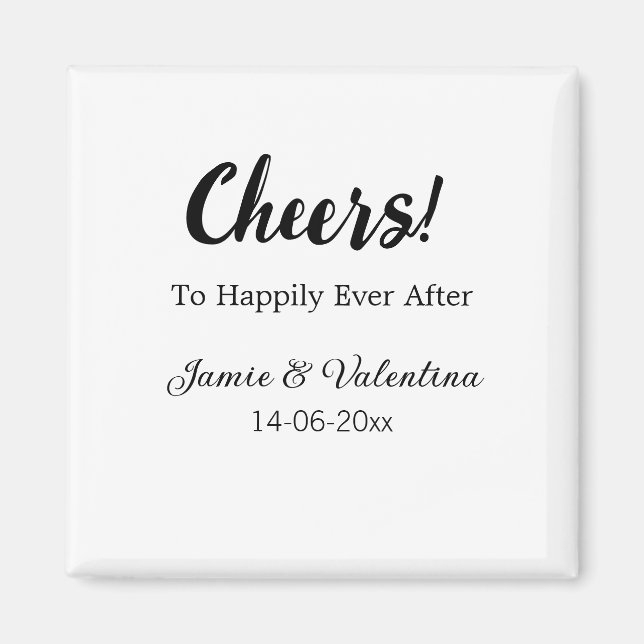 Cheers to happily ever after add couple name date  magnet (Front)