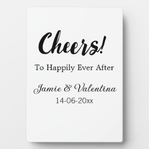 Cheers to happily ever after add couple name date  plaque