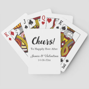Cheers to happily ever after add couple name date playing cards
