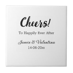 Cheers to happily ever after add couple name date tile