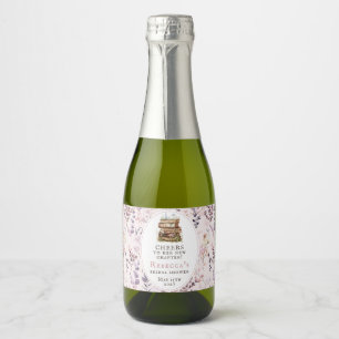 "cheers to her new chapter" bridal shower sparkling wine label