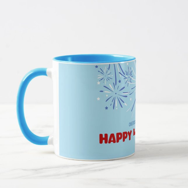 Cheers to Independence, Sparkles on 4th of July Mug (Left)
