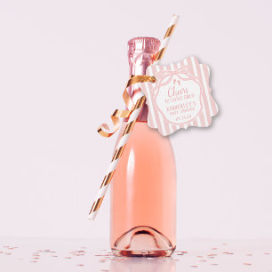 Cheers to Little Girls Bow Pink Girl Champagne Favour Tags