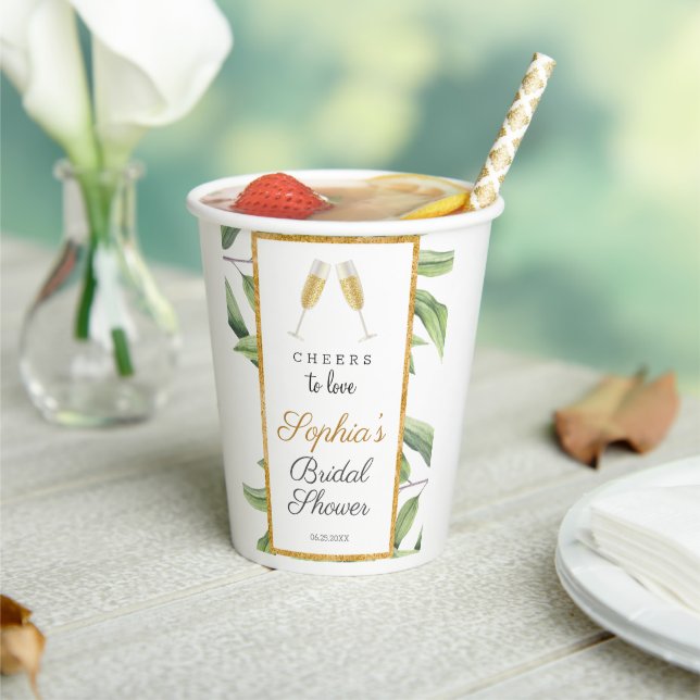 Cheers to Love Botanical Bridal Shower Party  Paper Cups (Insitu)