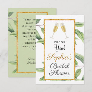 Cheers to Love Botanical Bridal Shower Party  Thank You Card