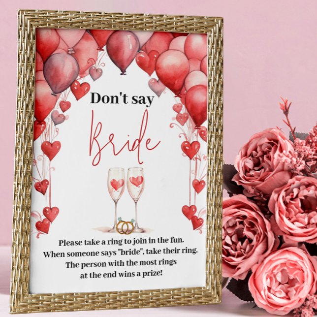 Cheers to Love Bridal Shower Don't Say Bride Poster (Creator Uploaded)