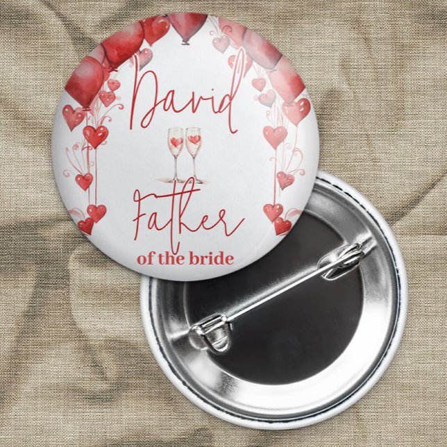 Cheers to Love Bridal Shower Father of the Bride 7.5 Cm Round Badge (Creator Uploaded)