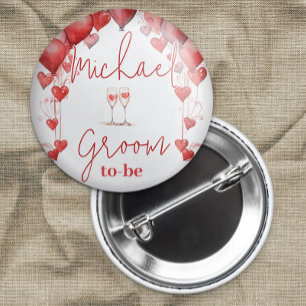 Cheers to Love Bridal Shower Groom To Be 7.5 Cm Round Badge