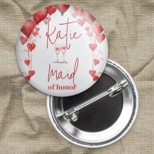 Cheers to Love Bridal Shower Maid of Honour 7.5 Cm Round Badge