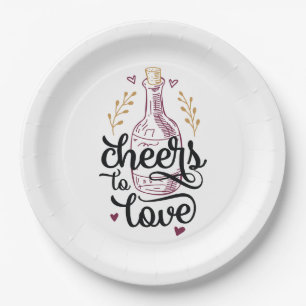 Cheers to Love Bridal Shower Paper Plate