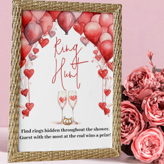 Cheers to Love Bridal Shower Ring Hunt Game Poster