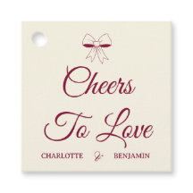 Cheers To Love Burgundy Script Ivory Bow Wedding