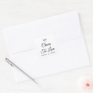 Cheers To Love Burgundy Script Ivory Bow Wedding Square Sticker