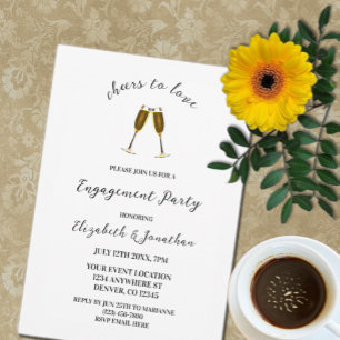 Cheers To Love Champagne Glasses Engagement Party Invitation