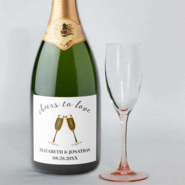 Cheers To Love Champagne Glasses Sparkling Wine Label (Creator Uploaded)