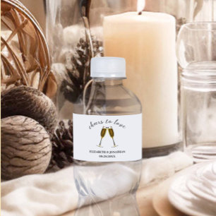 Cheers To Love Champagne Glasses Water Bottle Label