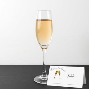 Cheers To Love Champagne Glasses Wedding Reception Place Card