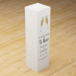 Cheers to Love Champagne Toast Wedding Modern   Wine Box<br><div class="desc">These modern and elegant Cheers to Love wine gift boxes for weddings, anniversaries, engagement parties, bachelorette parties, and other special events feature two sparkling champagne glasses in a toast to love for a wedding or a wedding anniversary. Personalise this item with your names, the date of your event, and the...</div>