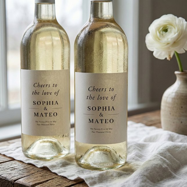 Cheers To Love Classic Elegant White Wedding Wine Label (Creator Uploaded)