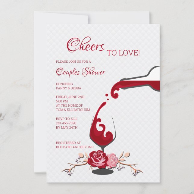 Cheers to Love Couples Bridal Shower Invitation (Front)