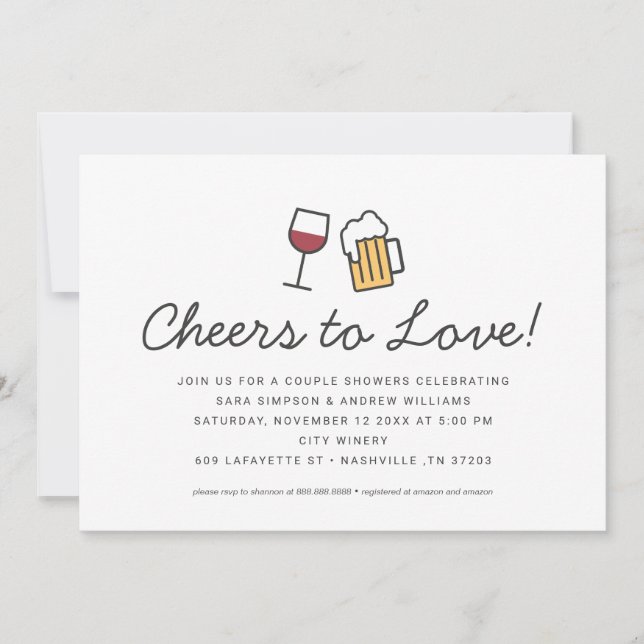 Cheers to Love Couples Wedding Shower  Save The Da Save The Date (Front)