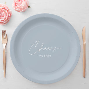 Cheers to Love – Dusty Blue Wedding  Paper Plate