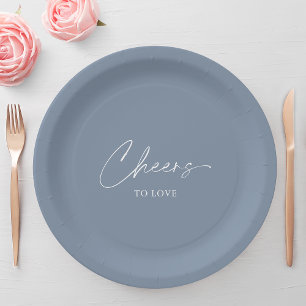 Cheers to Love – Dusty Blue Wedding  Paper Plate