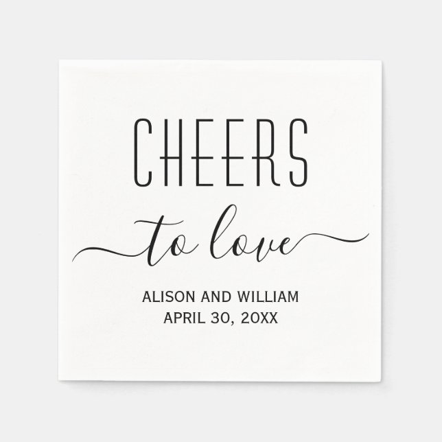 Cheers to love elegant and modern wedding napkin (Front)