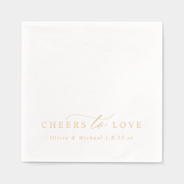 Cheers to Love Elegant Modern Wedding Gold Foil Napkins (Front)