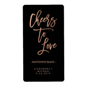 Cheers to Love Faux Rose Gold Wedding Wine