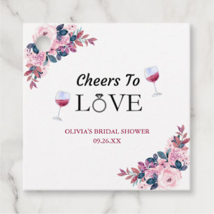 Cheers to Love Floral Wine Tasting Bridal Shower Favour Tags