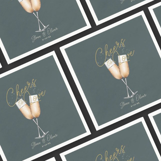 Cheers to Love Green Gold Bridal Shower Paper  Napkin (Creator Uploaded)