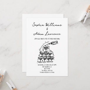 Cheers to love Hand Drawn Wedding Invitation