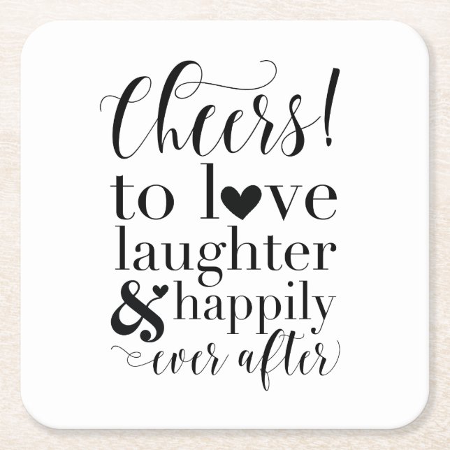 Cheers To Love, Happily Ever After Custom Coaster (Front)