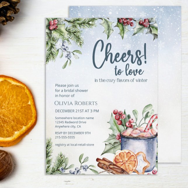 Cheers to Love Hot Cocoa Winter Bridal Shower Invitation (Creator Uploaded)