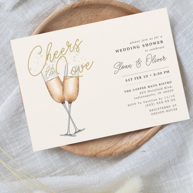 Cheers to Love Ivory Bridal Shower  Invitation (Creator Uploaded)