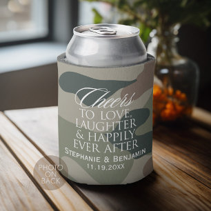 Cheers to love laughter happily ever after Wedding Can Cooler