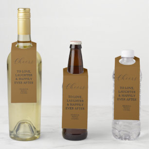 Cheers To Love Laughter & Happily   Wedding  Bottle Tag