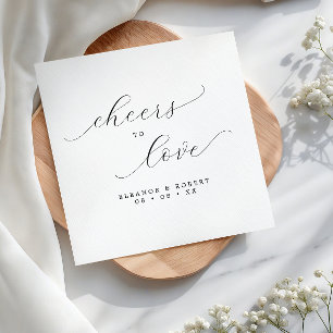 Cheers to Love Minimalist Script Wedding Napkin