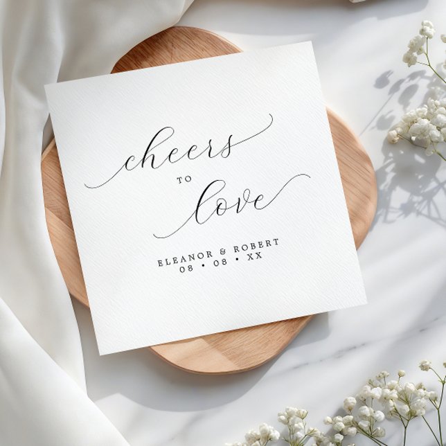 Cheers to Love Minimalist Script Wedding Napkin (Creator Uploaded)