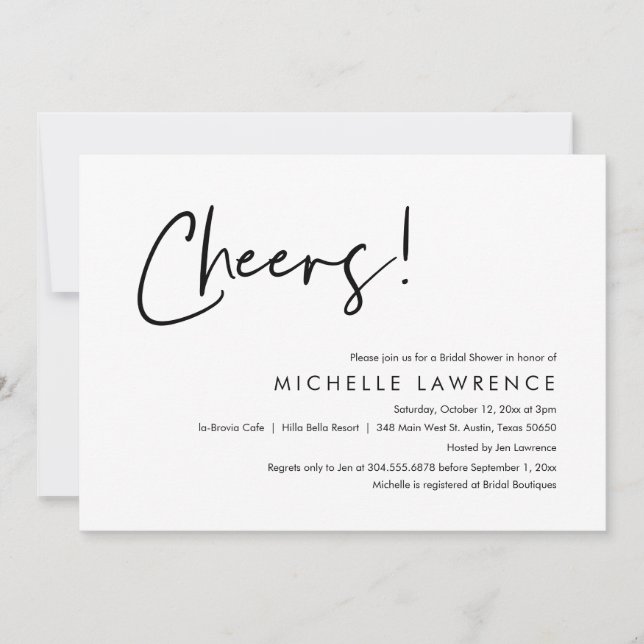Cheers to love, Modern Casual Bridal Shower Invita Invitation (Front)