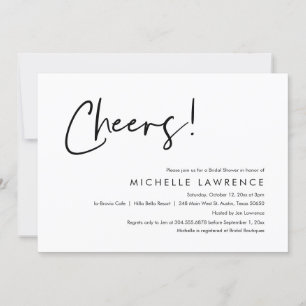 Cheers to love, Modern Casual Bridal Shower Invita Invitation