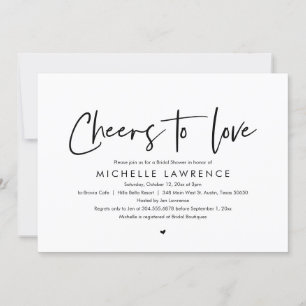 Cheers to love, Modern Casual Bridal Shower Invitation
