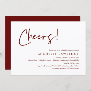 Cheers to love, Modern Casual Bridal Shower Invitation