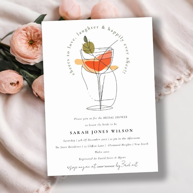 Cheers to Love Modern Cocktail Wine Bridal Shower Invitation (Creator Uploaded)